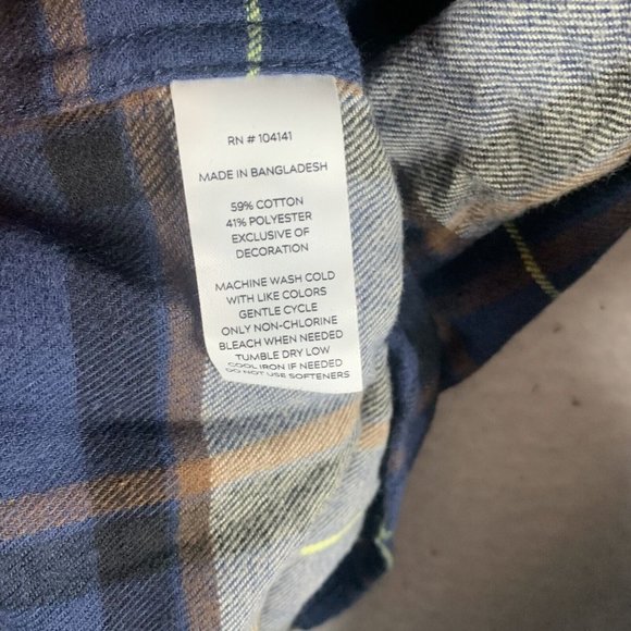 Alpine Design Flannel Shirt Men's Medium Mount Evans Navy Plaid Button-Up 8238 - Picture 5 of 9